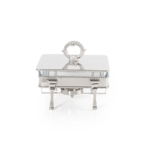 Luxury chafing dish stainless steel glass serving <b>warmer</b> <b>buffet</b> catering hotel food <b>warmer</b> with brass handle border - Product Image 3