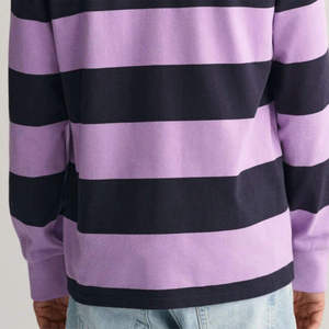 Men's Long Sleeve Striped Knitted <b>Polo</b> <b>Shirt</b> Casual Regular Fit <b>Purple</b> Black Pattern Collar Design - Product Image 5