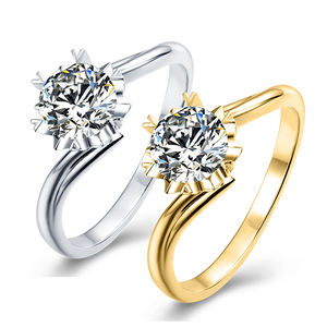 แหวนคู่รัก AMBER JEWELS เงินแท้ 925 ประดับเพชรโมอิสซาไนต์ทรงบริลเลียนต์ ตัวเรือนชุบโรเดียม ดีไซน์โรแมนติก รับรองโดย IGI - Product Image 1