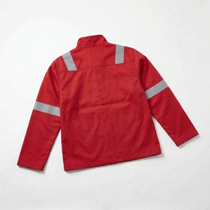 Red <b>Reflective</b> Work <b>Jacket</b> with Chest & Sleeve <b>Reflective</b> Tape Heavy Duty Industrial Utility <b>Jacket</b> OEM / Private Label - Product Image 2