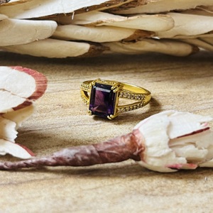 2026 Modern Style Amethyst Brass <b>Ring</b> Spilt Shank Zircon <b>Statement</b> <b>Ring</b> Vintage Style Classic Engagement Wholesale Women's <b>Ring</b> - Product Image 5