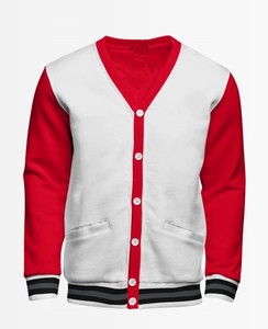 Cardigan à col en V pour homme avec logo personnalisé, bordure blanche, manches longues, fermeture boutonnée, tricot en coton, vêtement décontracté - Product Image 4
