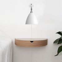 Table de chevet en bois massif, forme semi-circulaire, design élégant et courbé, 1 tiroir, rangement écologique, style moderne pour hôtel