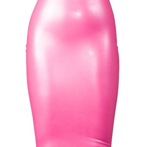 Jupe crayon taille haute en PU brillant pour femme, couleur unie, longueur genou, style sexy, toutes saisons - Product Image 5