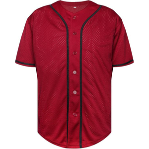 Maillot de baseball rouge pour homme, manches courtes, maille respirante, boutons sur le devant, coupe classique, vêtements de sport pour adultes - Product Image 1