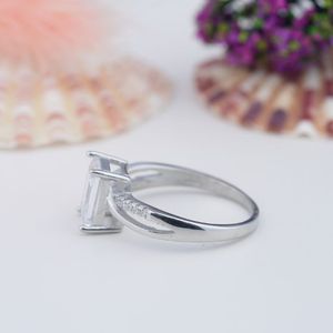 Classic Fine Jewelry <b>Rings</b> Square Topaz 925 Sterling Silver Gemstone <b>Ring</b> with <b>CZ</b> Zircon <b>Ring</b> for Women - Product Image 2