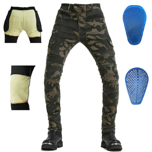 Pantalon de moto résistant à l'usure, pantalon de course à moto doublé de Kevlar avec protections amovibles CE pour les genoux et les hanches, pantalon cargo camouflage pour homme - Product Image 1