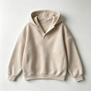 Sweat-shirt à capuche oversize pour femme, couleur unie, épaules tombantes, manches longues, tricot en coton, vêtements d'automne - Product Image 3