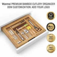 Organisateur de tiroir extensible en bambou pour cuisine, plateau à ustensiles, porte-couverts, rangement pour couteaux