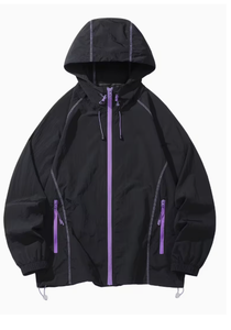 Ensemble 2 pièces à capuche et manches longues, short uni en polyester respirant à séchage rapide, coupe ample, sportif, été, unisexe, tricoté pour femme - Product Image 6