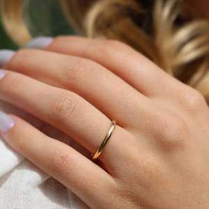 Classic Dome Wedding Band <b>Ring</b> <b>Plain</b> High Polish Custom 14K 18K Solid Gold 2mm 3mm Unisex Stacking Comfort Fit Factory Wholesale - Product Image 6