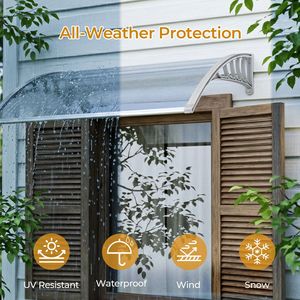 Tenda da Sole Grigia per Finestra da 40 Pollici, Tettoia Esterna 38x40 Pollici per Ingresso Porta, Protezione Manuale da 5m Contro UV, Pioggia e Neve per Casa, Portico, Patio - Product Image 5