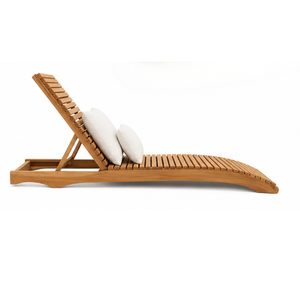 Chaise longue d'extérieur en teck massif réglable, mobilier de piscine pour hôtel, villa, patio - Product Image 3