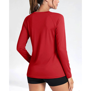 Unisex Red Full Sleeve Rash Guard Quick Dry Polyester <b>Swim</b> Top with Front Logo UPF50+ Breathable & Eco-Friendly <b>for</b> Adults - Product Image 2