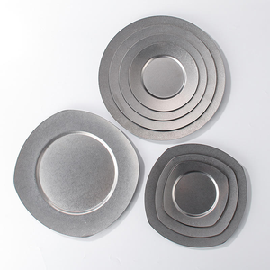 Assiette de table en acier inoxydable de style industriel vintage, pour camping en extérieur, assiettes à aliments occidentaux, plat à os pour restaurant français - Product Image 1