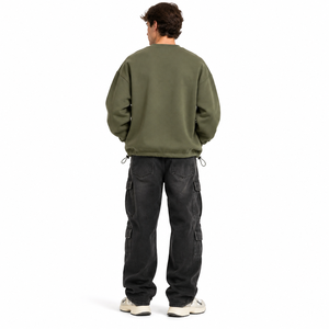 Sweat-shirt surdimensionné pour homme, style épaules tombantes, en molleton de coton, vêtements streetwear, vente en gros, service personnalisé d'usine, OEM ODM - Product Image 2