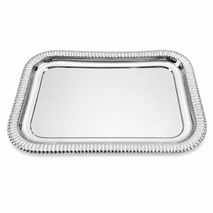 Bandeja de Servicio de Acero Inoxidable de Estilo Moderno al por Mayor, Plato Decorativo de Lujo Plateado para Restaurantes y Catering, Bandeja con Borde Festoneado - Product Image 3