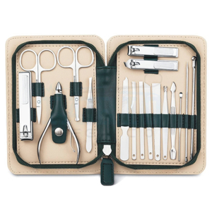 High Quality Professional 16 in 1 Manicure <b>Set</b> Beige Saffiano Leather <b>Nail</b> Nipper Scissors Care Kit Luxury Pedicure Grooming <b>Set</b> - Product Image 6
