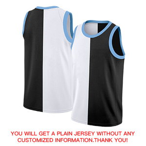 Maillots de basket-ball tendance noir, blanc et bleu, ensemble de maillots de basket-ball personnalisés, vente en gros, logo vierge par sublimation, OEM - Product Image 4