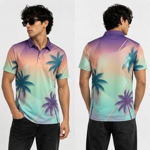 Polo con Estampado de Palmeras Tropicales, Transpirable, que Absorbe la Humedad, Ligero, Ropa Deportiva de Golf de Alto Rendimiento, Polos para Hombre - Product Image 1