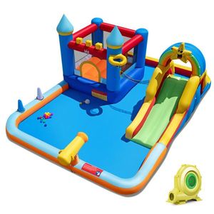 Scivolo d'Acqua Gonfiabile Colorato con Piscina e Ventilatore per Giochi Multisport e Strutture di Divertimento Acquatico - Product Image 1