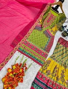 Designer Indian Salwar Kameez Set Digital Print Patterned Top Plazzo Dupatta for Wedding Party Occasions Reversible Wrinkle-Free - Product Image 6