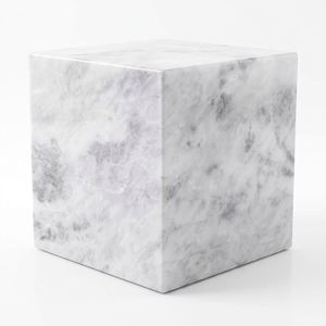 Light Grey Marble Adult Cremation Urn Polished Stone Box Human Ashes Memorial Keepsake Eco Friendly Customizable European - Product Image 1