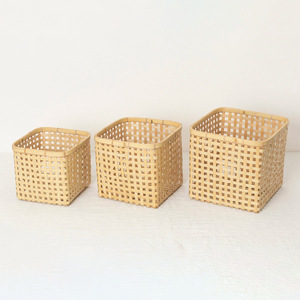 Cestas rectangulares de bambú al por mayor, juego de cestas de almacenamiento hechas a mano, organizadores ecológicos - Product Image 5