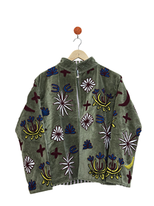 Custom Boho Floral Embroidered <b>Velvet</b> Suzani <b>Quilted</b> Eco-Friendly Breathable Cotton Women's Open Front Vintage Indian Handmade - Product Image 6