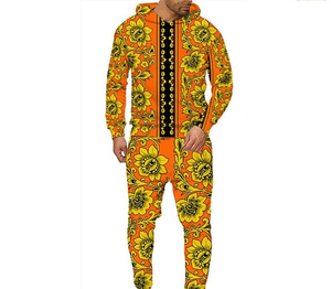 Mens Two Piece <b>Tracksuit</b> Set with Hoodie and Joggers for Gym Training Running African men's <b>tracksuit</b> - Product Image 1