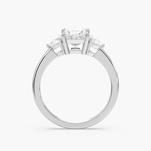 Anillo de Compromiso de Tres Piedras con Diamante Cultivado en Laboratorio de Corte Princesa de 1.30 CTW, Piedras Laterales en Forma de Pera, Certificado IGI, Oro Sólido de 14K, Anillo de Novia - Product Image 4