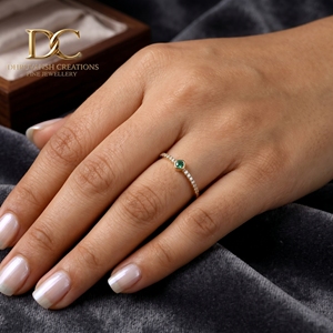 IGI Certified Latest Designer Women Jewelry 14KT Solid Yellow Gold <b>Ring</b> With Lab Grown <b>Diamond</b> and Colombian Emerald Jewelry - Product Image 6