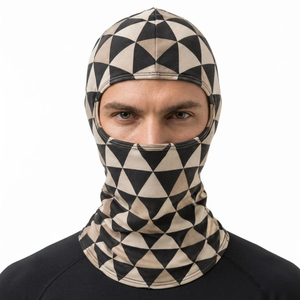 Cagoule de ski à imprimé géométrique triangulaire très demandée, motif abstrait noir et crème, couvre-visage intégral, pour l'hiver - Product Image 3