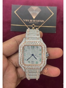 Montre de luxe en argent sterling 925 avec diamants Moissanite VVS pour homme, bijoux sertis de pierres, étanche, disponible au meilleur prix - Product Image 3