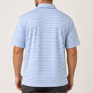 Trackstar Men's <b>Blue</b> White Striped <b>Polo</b> <b>Shirt</b> Short Sleeve Button Collar Casual Golf <b>Shirt</b> Custom Logo - Product Image 3