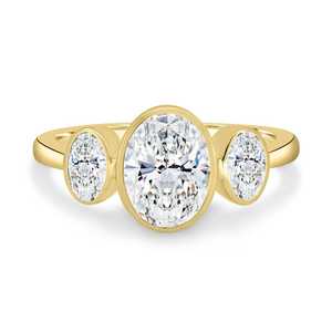 Trendy 2.00CT Oval Cut Diamond Three Stone Ring Lab Grown 14K Solid Gold Proposal Fine Jewelry for <b>Bridesmaid</b> - Product Image 1