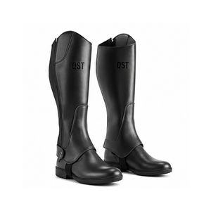 Polainas de equitación de cuero genuino premium para hombre, de corte medio, con cremallera, protección para las piernas, personalizables - Product Image 4