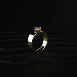 Bague asymétrique en or 14 carats avec diamant émeraude de 1 carat cultivé en laboratoire, couleur E, certifié IGI, pour homme, de luxe, pour fiançailles - Product Image 3