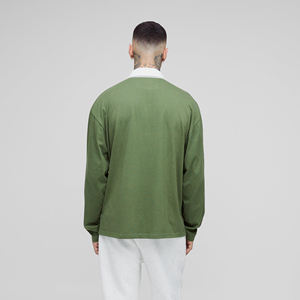 Vente en gros – T-shirt homme oversize 100 % coton tricoté, bicolore, style streetwear, avec logo personnalisé, respirant, à manches courtes - Product Image 5