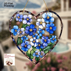 CIFbuy Atrapasueños de Cristal Acrílico Hecho a Mano con Diseño Floral Azul en Forma de Corazón, Decoración de Pared y Ventana para Hogar y Jardín - Product Image 4