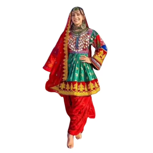 Ensemble assorti pour couple afghan, ensemble de robe rouge Kuchi, shalwar kameez pour homme avec gilet, vêtements traditionnels pour mariage et occasions décontractées - Product Image 1