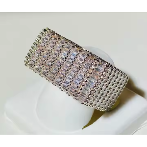 Luxury Baguette Diamond Cuff <b>Statement</b> <b>Ring</b> - Product Image 1