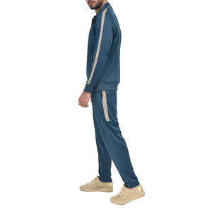 Conjunto Deportivo para Hombre en Color Beige y Verde Azulado, Chaqueta con Cierre y Cuello Alto y Pantalones Largos, Atuendo Casual de Dos Piezas - Product Image 2