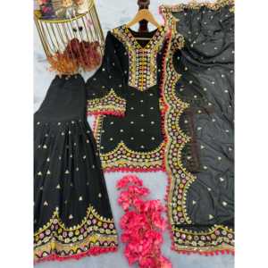 Mono de Fiesta de Diseñador con Top Plazzo y Dupatta Elegante - para Ocasiones con Estilo - Product Image 1