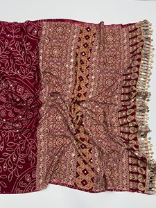 Mirror Luxe Party Wear <b>Saree</b> Pure Satin Silk Printed Mirror Work <b>Saree</b> with Rich Pallu & Designer Mirror Lace Border - Product Image 3