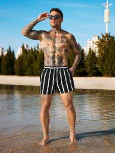 Shorts de Playa para Hombre con Cintura Ajustable con Cordón, de Secado Rápido, de Poliéster Tejido, Corte Medio - Product Image 5