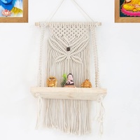 Étagère murale en macramé en corde de coton Abi Overseas, chic, flottante, moderne, tissée à la main, écologique, lavable, de haute qualité