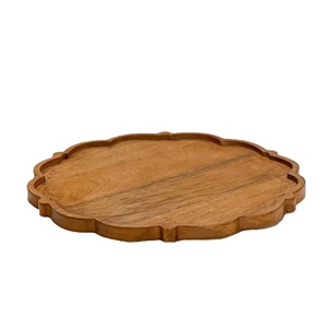 Assiette de service ronde en bois de qualité supérieure, faite à la main, couleur unie, design minimaliste, vaisselle pour la maison, mariage, dîner, plateau de service alimentaire - Product Image 6