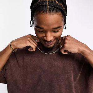 T-shirt personnalisé pour homme, imprimé délavé à l'acide, avec logo sur mesure, 100 % coton, séchage rapide, coupe ample - Vente en gros OEM - Product Image 5