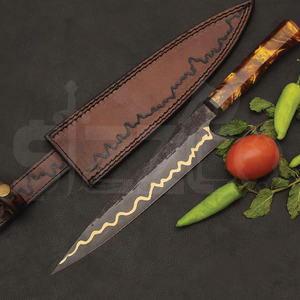 Cuchillo de Cocina de Acero con Alto Contenido de Carbono 1095 Hecho a Mano, con Hoja Afilada y Línea Grabada, con Funda de Cuero, el Mejor Regalo - Product Image 5
